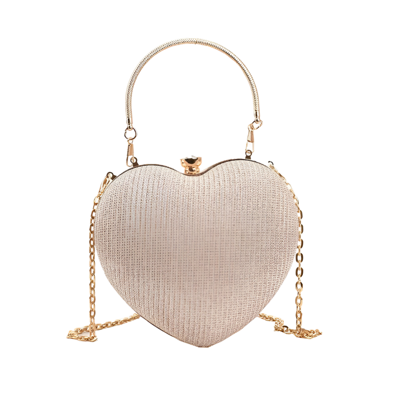Bolsa Clutch de Mão LOWES em Formato de Coração com Pedraria