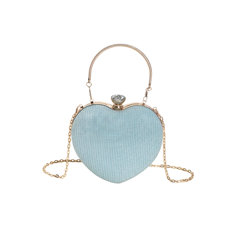 Bolsa Clutch de Mão LOWES em Formato de Coração com Pedraria