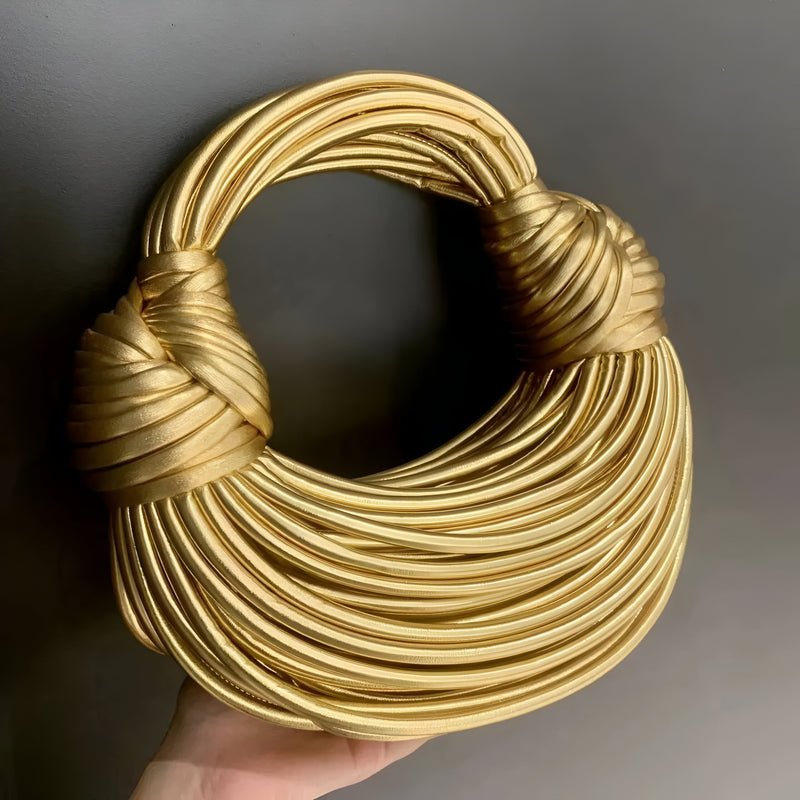 Bolsa Clutch de Mão Afrodite | Dourada Trançada - Luxo e Sofisticação