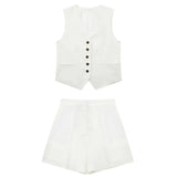 Conjunto Feminino Shorts e Colete Tipo Alfaiataria