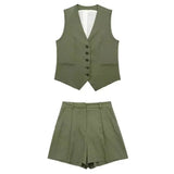 Conjunto Feminino Shorts e Colete Tipo Alfaiataria