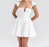 Vestido Branco Elegante Antonella Estilo Princesa - Mangas Bufantes e Saia Rodada
