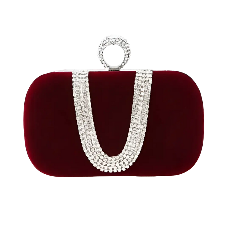 Bolsa Clutch em Veludo - Detalhes em Pedraria | Ideal para Festas