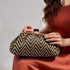 Bolsa Clutch de Mão Safira - Listrada com Alça Removível | Ideal para Festas, Casamentos, Formaturas