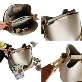 Bolsa de Ombro Trance Balde em Couro | Moderno e Funcional