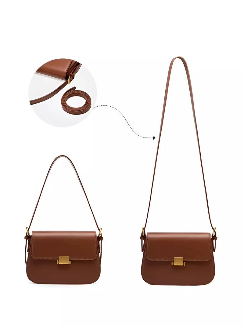 Bolsa de Ombro Crossbody Romena - Alça Curta e Ajustável | Detalhes Dourado