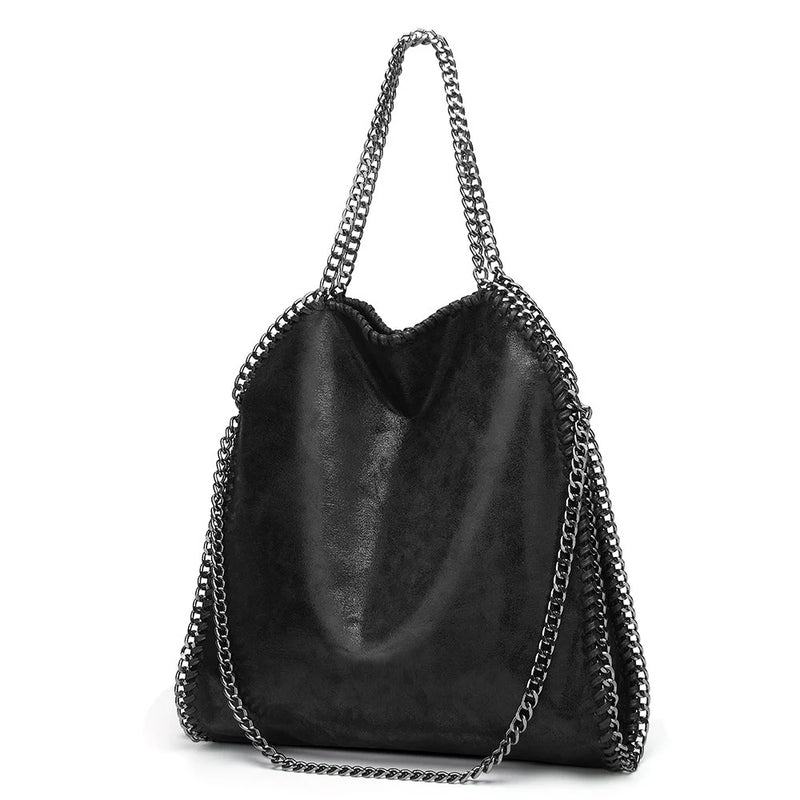 Bolsa Tote Ácate em Couro com Alça de Correntes - Moderna, Luxuosa e Compacta