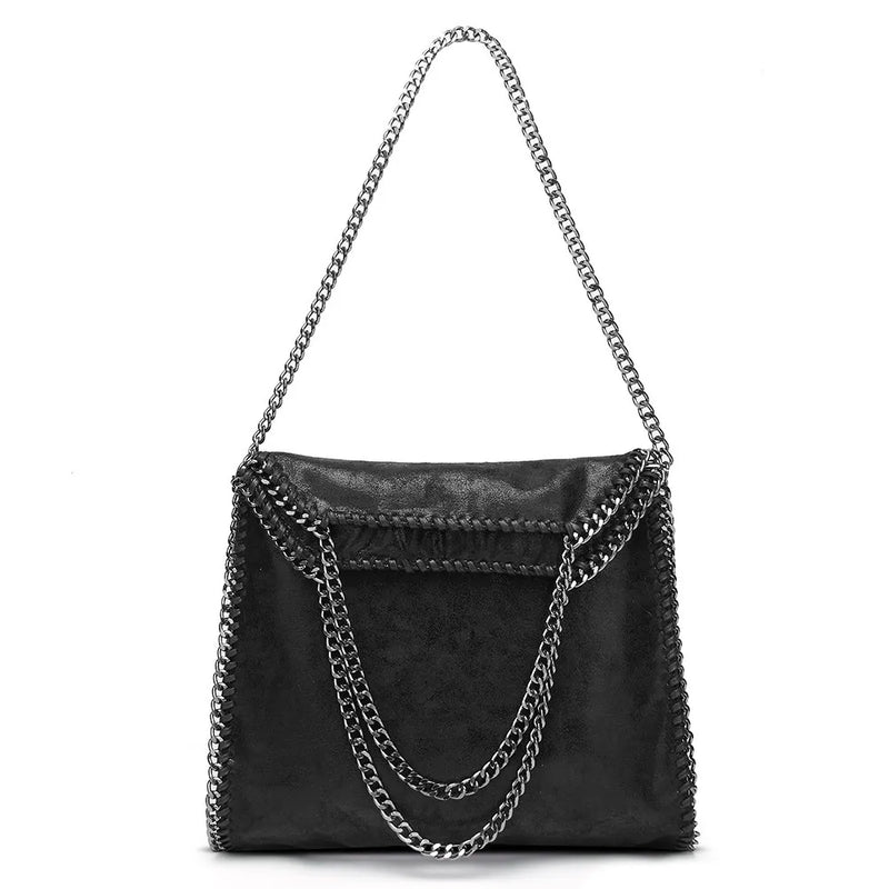Bolsa Tote Ácate em Couro com Alça de Correntes - Moderna, Luxuosa e Compacta