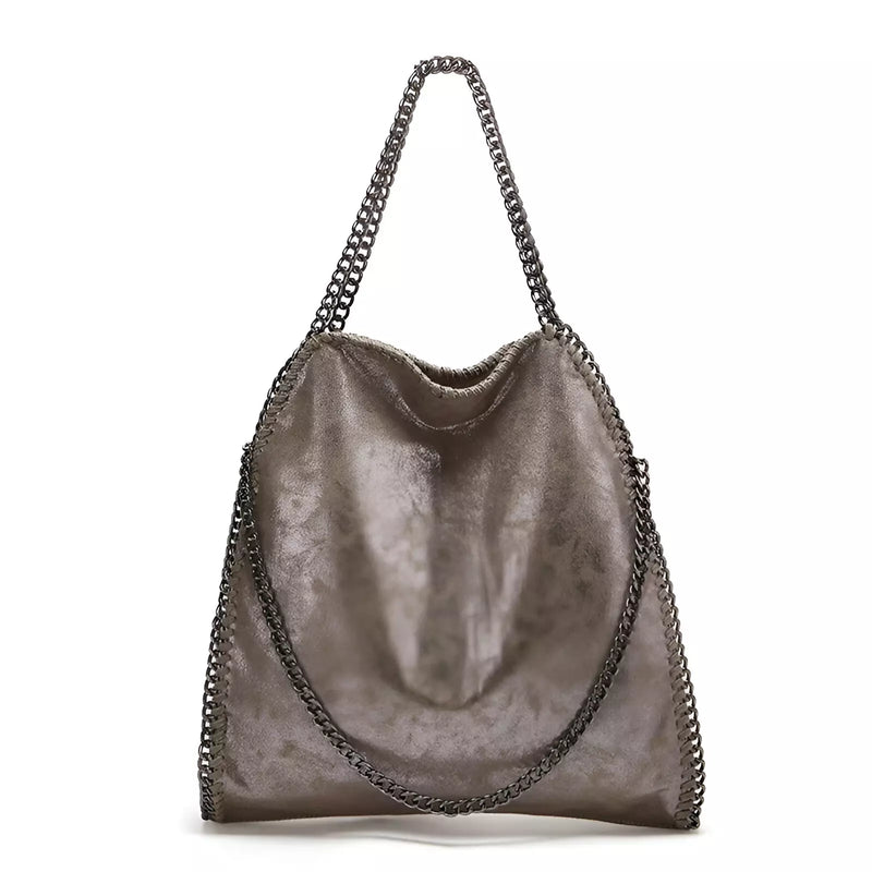 Bolsa Tote Ácate em Couro com Alça de Correntes - Moderna, Luxuosa e Compacta