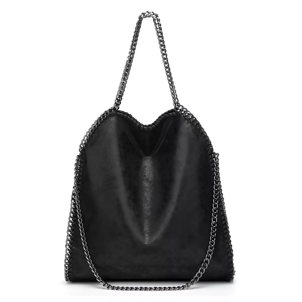 Bolsa Tote Ácate em Couro com Alça de Correntes - Moderna, Luxuosa e Compacta