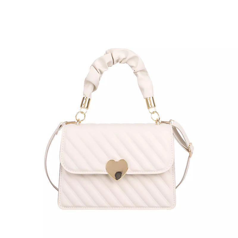 Bolsa Transversal Cloe - Alça Plissada e Fecho de Coração | Elegante e Versátil
