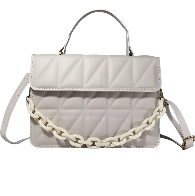 Bolsa Transversal de Couro - Modelo Quadrado com Corrente | Versátil