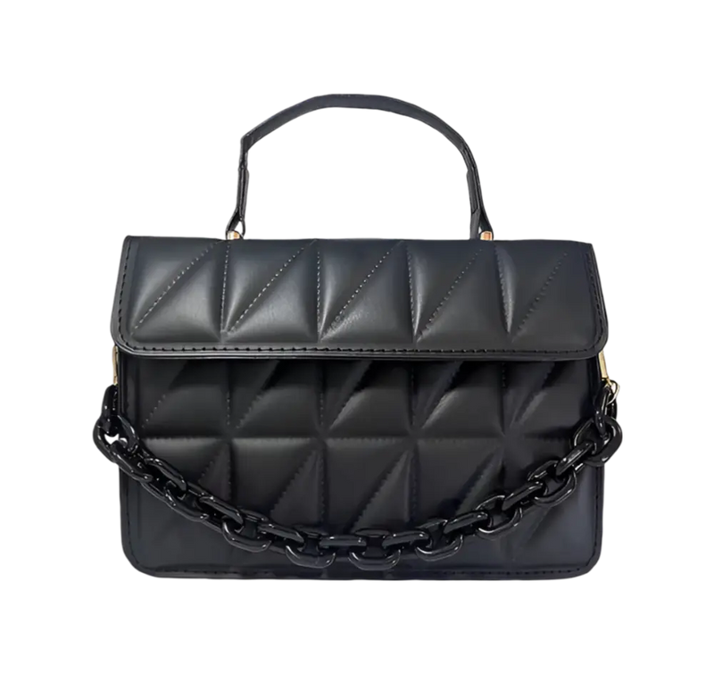 Bolsa Transversal de Couro - Modelo Quadrado com Corrente | Versátil