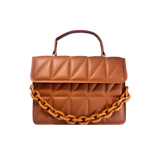 Bolsa Transversal de Couro - Modelo Quadrado com Corrente | Versátil