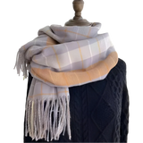 Echarpe de Lã Premium Xadrez - Sofisticação e Conforto para o Inverno