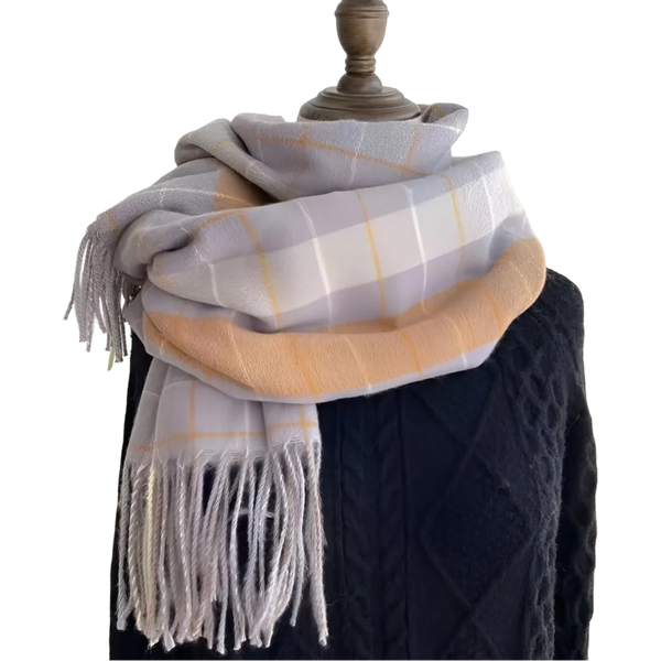 Echarpe de Lã Premium Xadrez - Sofisticação e Conforto para o Inverno