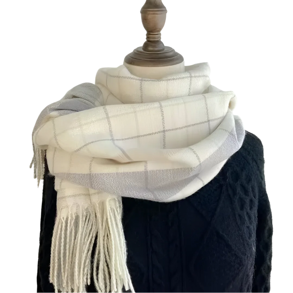 Echarpe de Lã Premium Xadrez - Sofisticação e Conforto para o Inverno