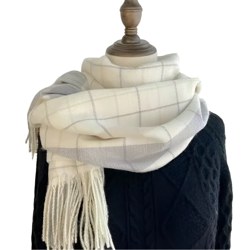 Echarpe de Lã Premium Xadrez - Sofisticação e Conforto para o Inverno