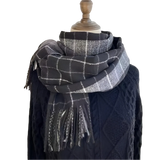 Echarpe de Lã Premium Xadrez - Sofisticação e Conforto para o Inverno
