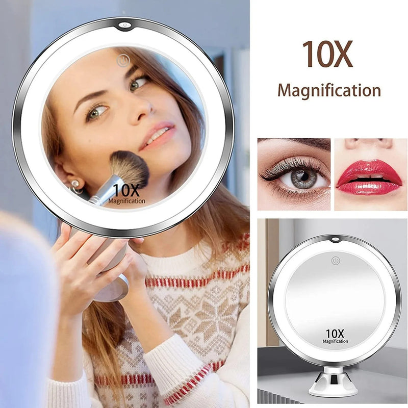 Espelho Portátil de Ampliação - Aumenta até 10x | LED com Tela Touch