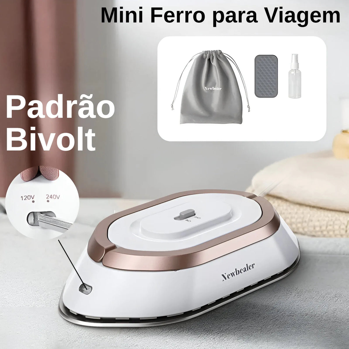 Mini Ferro de Passar Portátil para Viagens - Prático e Eficiente