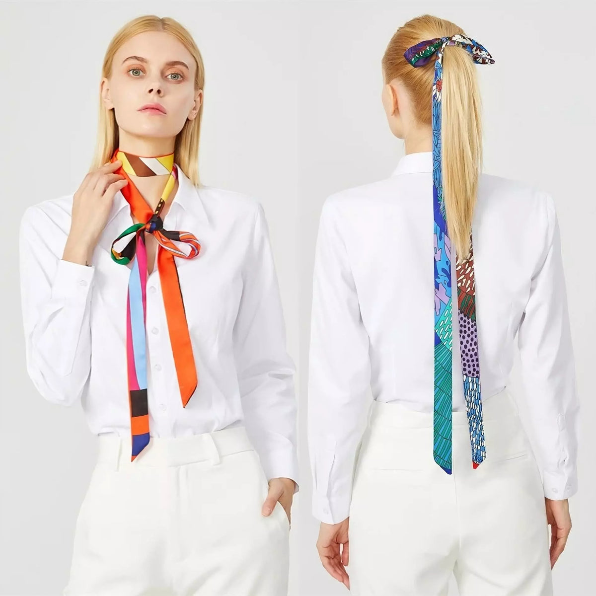 Lenço Estampado Feminino Tipo Gravata Estilo Farm