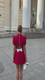 Vestido Vermelho Curto Elegante - Com Laço nas Costas | Ideal para Festas, Formatura e Eventos